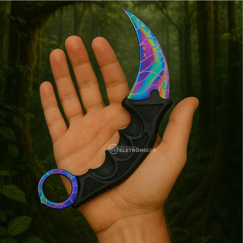 カランビット　19 Faca Karambit 19cm Lâmina Inox Curva com Capinha e Furo para Dedo
